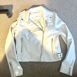 by Anthropologie Faux leather Ivory cropped Moto Jacket in Ivory